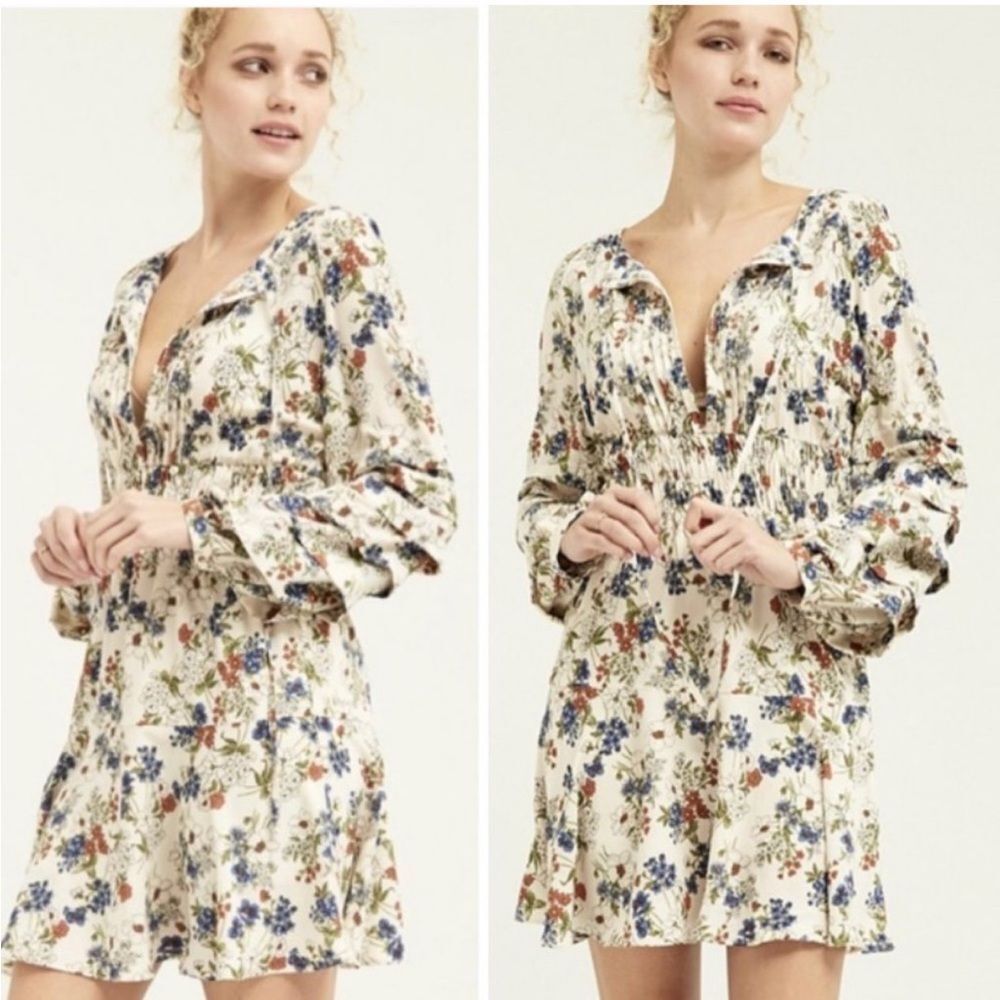 Bnci Boundless North Dress Size S‎ Floral Pleated Peasant Farmhouse Long Sleeve